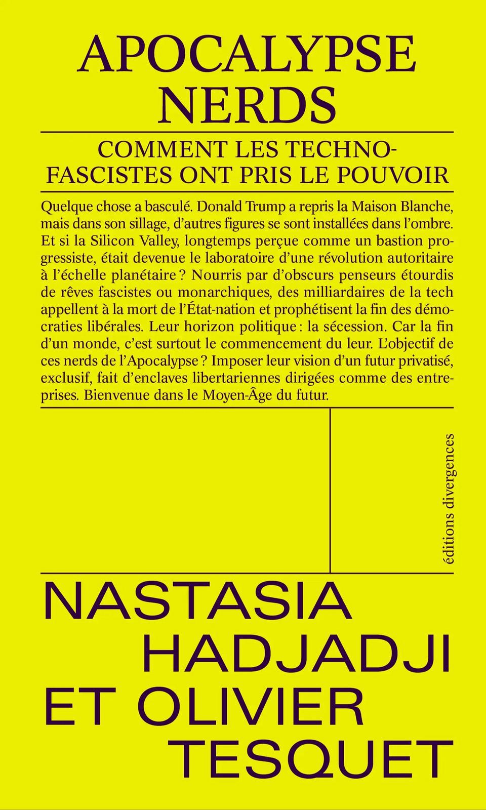 Olivier Tesquet, Nastasia Hadjadji: Apocalypse Nerds (Paperback, French language, 2025, Divergences)